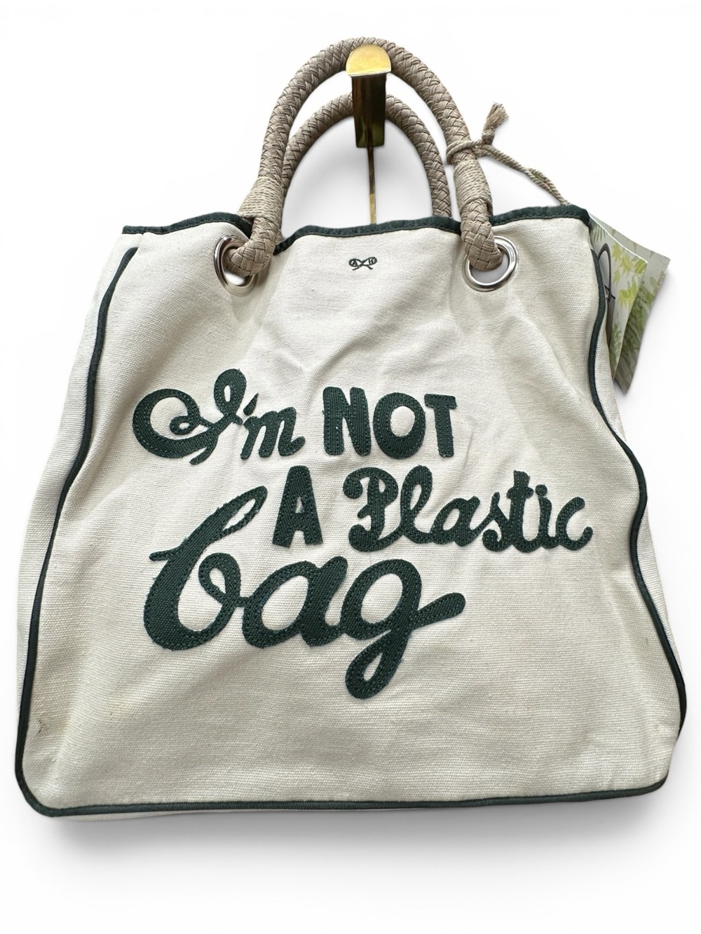 Anya Hindmarch I’m NOT A Plastic Bag Canvas Tote NWT Rope Handle Eco Shopper